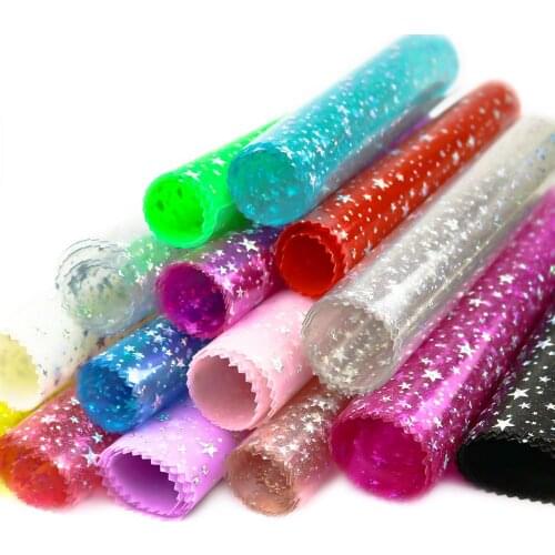 Holographic Iridescent PVC Vinyl Star Fabric Clear Transparent DIY Bow Case Craft Pencil Bag Handmade Material Sheet/Roll