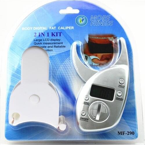 2 In 1 Kit Digital Body Fat Caliper And Body Measure Tape Digital Body Fat Analyzer + Tape Measure Pack Skin Muscle Tester