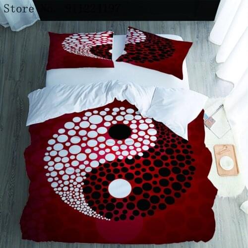 2/3PCS Red Bedding Sets Single Double Queen King Size Taiji Duvet Cover Sets High Quality Bedspread Microfiber Bedroom Sets