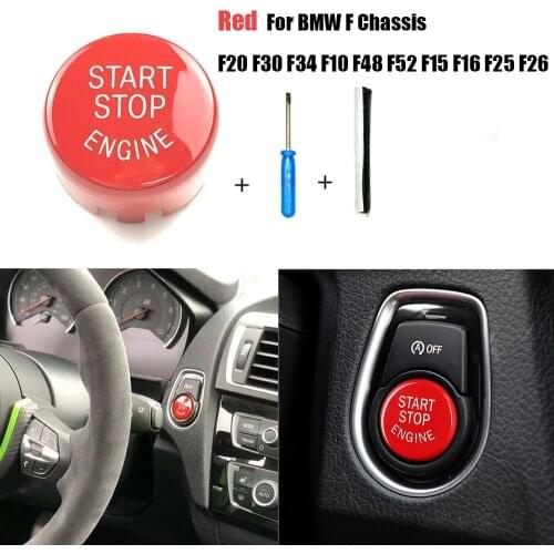 Car Start Stop Engine Button Switch Cover For BMW F20 F30 F10 F01 F25 Durable Red Start Stop Engine Switch Button Cover