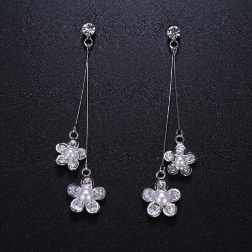 KSRA Floral CZ Wedding Bridal Dangle Earrings For Women Victorian Inspired Chandelier Earrings Vintage Bridesmaids Jewelry Gift