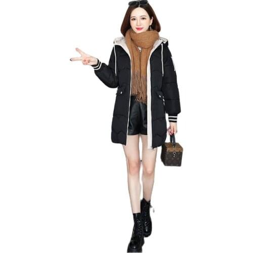 Autumn Winter 2021 Womens Coats New Korean Park Mid-Length Fashion Fur Collar Loose Down Cotton Jacket Womens Coats