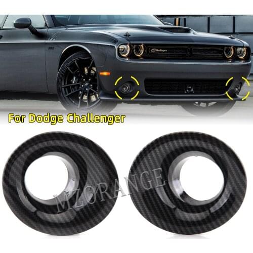 Car Front Fog Light Covers Lamp Trim For Dodge Challenger 2015 2016 2017- 2020 Carbon Fiber Pattern headlights cover grille