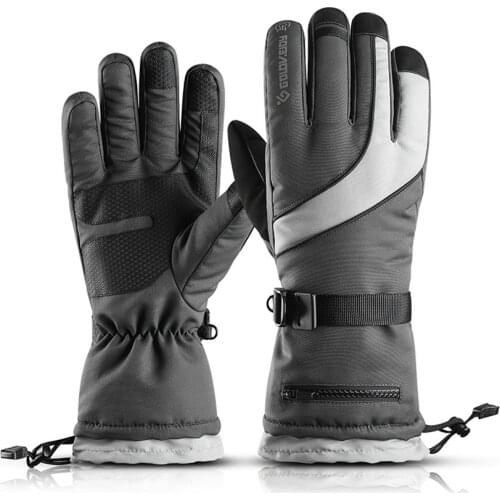 Thick Winter Mens Gloves Four-Layer Skiing Warm Gloves Durable Waterproof Windproof Non-Slip Velvet Gloves For Men Zipper Pocket