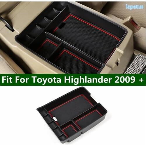 Armrest box Central Secondary Storage Glove Phone Holder Container Tray Organizer Plastic Fit For Toyota Highlander 2009 - 2014