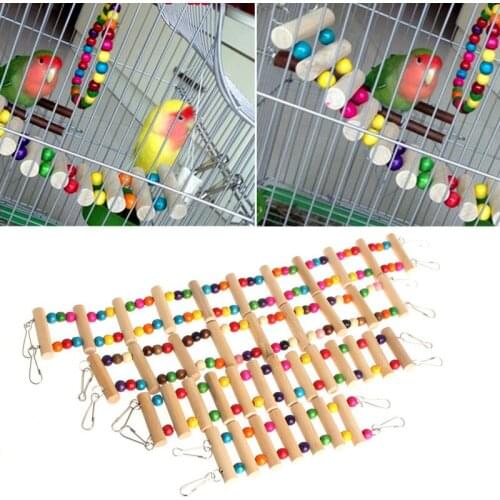 Birds Swing Wooden Bridge Ladder Climb Cockatiel Parakeet Parrot Pet Toy