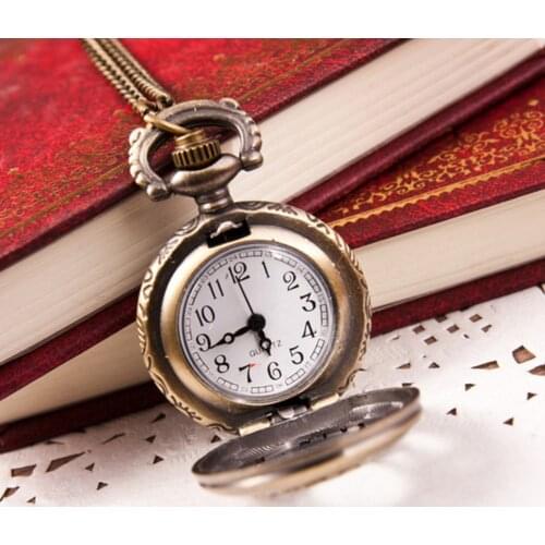 Reloj De Bolsillo Vintage Retro Bronze Quartz Pocket Watch Pendant Chain Necklace Christmas Gift Reloj Hombre Карманные Часы