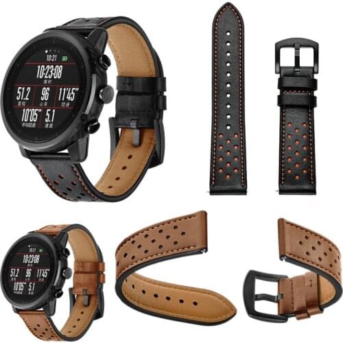 For AMAZFIT Stratos 2s Pace Smart watch strap Genuine leather band bracelet for xiaomi huami amazfit GTR 47mm straps bands belt
