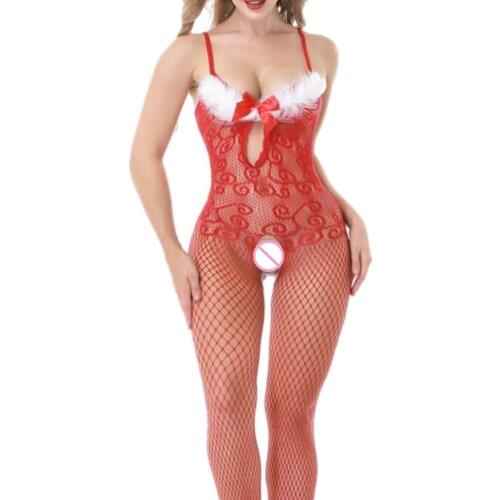 Sexy Babydoll Lingerie Sexy Hot Erotic Costumes Baby Doll Underwear Sexy Fishnet Dress Women Xmas Costume Lingerie Red