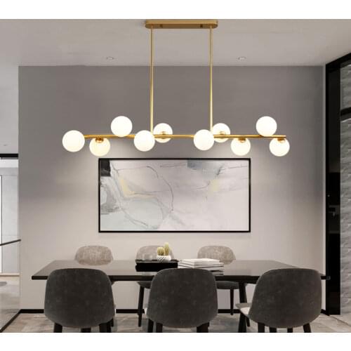 Modern Dining Room Ceiling Chandelier Suspension Horizontal Glass Balls Chandeliers Kitchen Hanging Lamp Office Front Desk Light