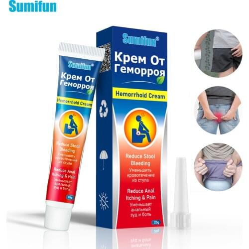 Sumifun 20g Hemorrhoids Treatment Ointment Herbal Hemorrhoids Cream Internal External Anal Fissure Anus with Outer Plugs Tools