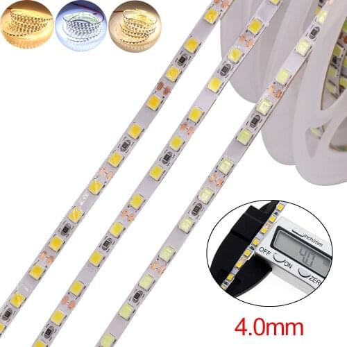 12V 5M LED Light Strip SMD 2835 120leds/m Flexible Light Rope Tape 4mm PCB Backlight High brightness Led Strip 3 Colors