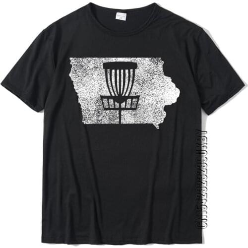 Iowa Disc Golf State With Basket Distressed Graphic Graphic Man Top T-Shirts Design Tops & Tees Cotton Slim Fit
