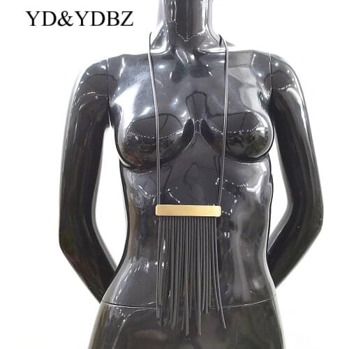 YD&YDBZ 2020 Fashion Pendant Necklace For Women Tassel Rubber Layering Necklaces Harajuku Two Uses Long Jewellery Choker Leather