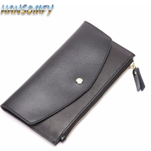 2019 New Long Wallet Women With 6 Card Holders Casual Womens Wallets And Purses Cowhide Leather Clutches Solid Zipper CY-76