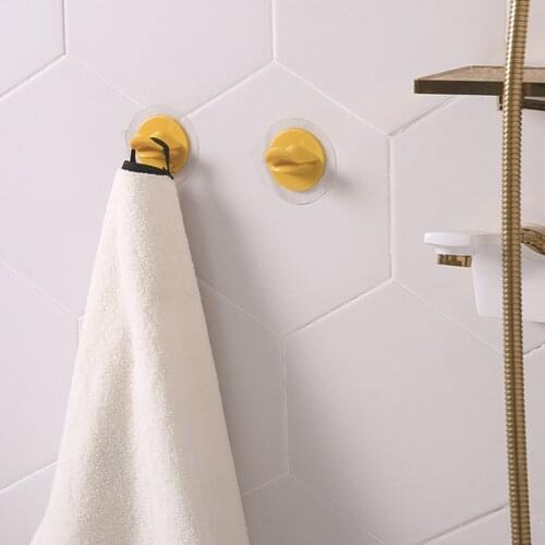 1pair Lovely Yellow Duckbill Hook Nail Free Bathroom Kitchen Hook Creative Decoration Bedroom Decoration Cartoon Hook
