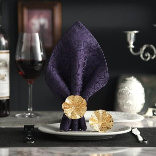 12/PCS New gold-plated lotus leaf table napkin buckle accessories high-end European napkin buckle towel ring decoration
