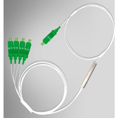 1X4 SC/APC PLC Fiber Optic Splitter Singlemode FTTH SC APC 0.9mm SC Mini Steel Pipe Optical Splitter Square Port