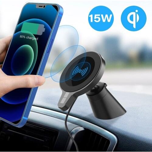 15W Qi Magnetic Wireless Car Charger Phone Holder for iPhone 12 Pro Max Universal Wireless Charging Car Phone Holder Stand