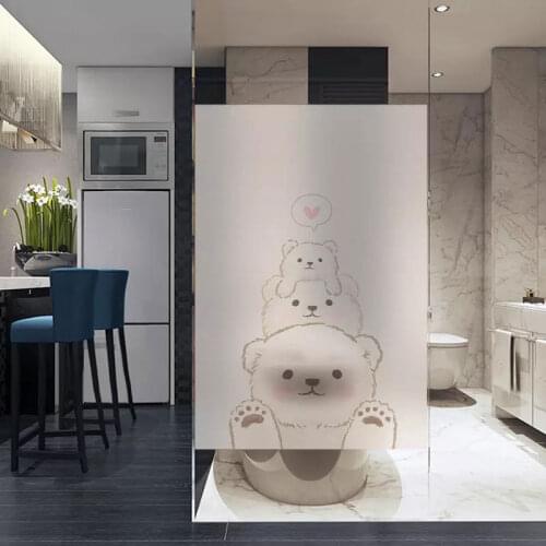 White bear window Glass Film living room Stickers no glue static Privacy Custom size kitchen kids room bathroom decoration film