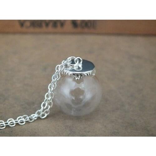 Free ship!! 20x12mm DIY Glass globe base set glass vial pendant,silver plated an crown cap,jewelry pendant,with chain