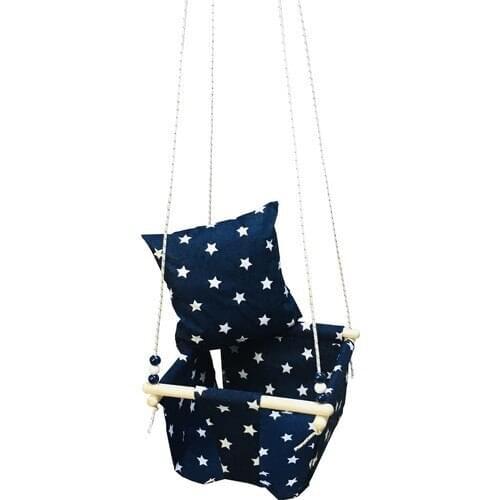 Wood Star Pattern Baby Children Garden Swing Hammock Ceiling Swing Home Swing Cradle Ergonomic design and easy installation