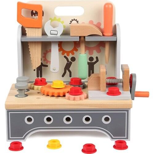 Kids Wooden Workbench Tools Set Multicolor Mini Simulation Kids Play Toy Parent-child Interactive Intelligence Development Toys