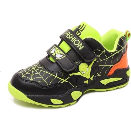 Disney Cartoon Spiderman Kids Shoes High Quality Childrens Sneakers Boys Girls Pu Non-Slip Soft Bottom Casual Shoes Student