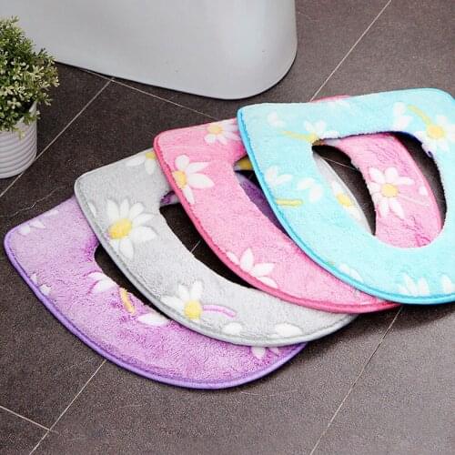 Flannel Warm Single-piece Set Toilet Pad Household Bathroom Thick Suede Decoration Sticky Toilet Mat Cotton Linter Eco-Friendly