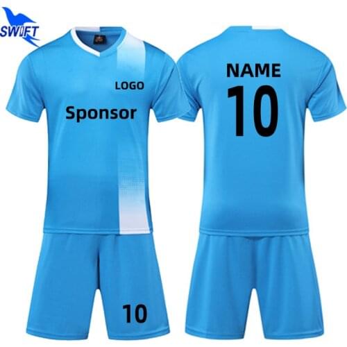 2021 Custom Men Boys Short Sleeve Soccer Jerseys Set Breathable Kids Football Uniform Futsal Shirts+Shorts Traning Sports Suit