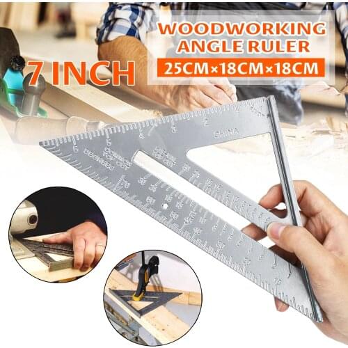 7inch Measurement Tool Square Ruler Aluminum Alloy Speed Protractor Miter For Carpenter Tri-square Line Scriber Saw Guide