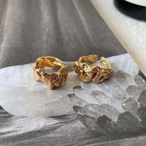 Minar Minimalist Irregular Geometric Charm Rings for Women Mujer Gold Color Metallic Alloy Adjustable Open Ring Accessories