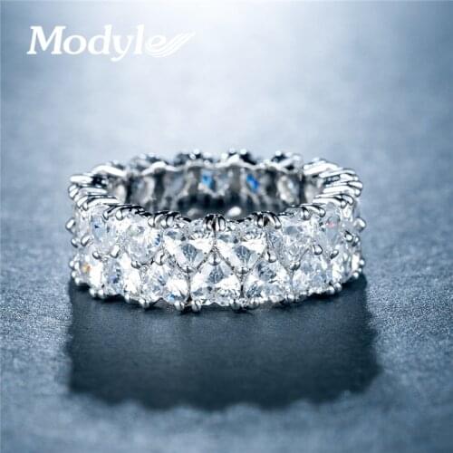 Modyle Silver Color Stackable Ring Love Forever Heart Finger Ring Women Female Engagement Ring Jewelry