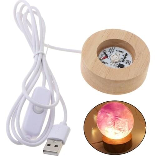 Round Wooden 3D Night Light Base Holder LED Display Stand For Crystals Glass Ball Illumination Lighting Accessories