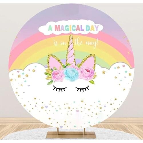 Circular Round Panel Backdrop Photography Circle Background Rainbow Unicorn Themed Birthday Party Decor Baby Shower Vinyl