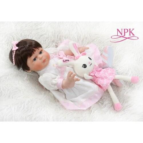 NPK 48CM reborn baby girl full body silicone bebe doll reborn Bath toy dolls 100% hand detailed paiting