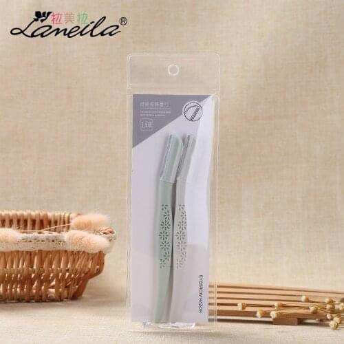 Lameila 2 Loaded Hollow out with Printed Eyebrow Knife Stainless Steel Sharp Blades Eyebrow Scraper Manufacturers Wholesale A943