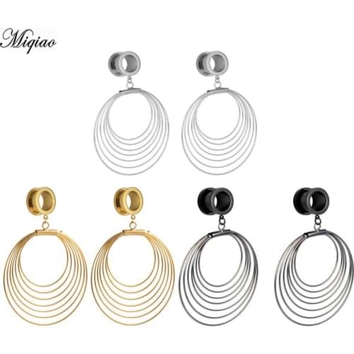 Miqiao 2pcs 6-25mm Stainless Steel Dangle Ear Piercing Expansion Ear Plugs and Tunnels Stretched Flesh Tunnels Piercing Jewelry