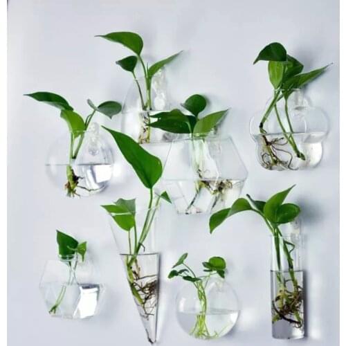 Fashion Wall Hanging Glass Flower Vase Terrarium Wall Fish Tank Aquarium Container Flower Planter Pots Home Garden Decoration