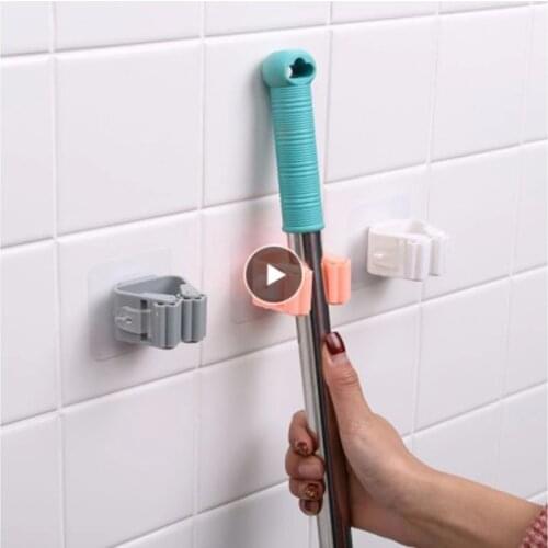 Wall Mounted Mop clip Household Kitchen Organizer Tool Bathroom Hooks Accessory Hanging Pipe Storage Holders No slip Broom Hange