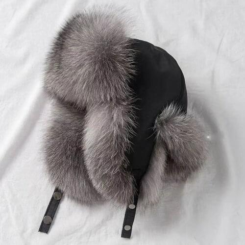 Genuine Sheep Leather Winter Warm Real Fox Fur Cap With Earflap For Men Hat Thick Female and Male Fashion Winter Earcap Caps