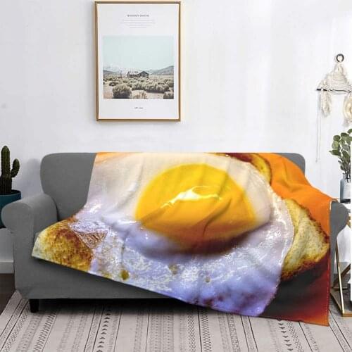 Fried Egg Delicious Blanket Flannel Winter Food Portable Super Warm Throw Blanket for Home Car Bedspreads
