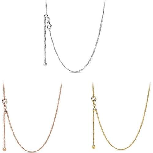925 Sterling Silver Classic Rose Gold Optional pandora Necklace For Women Wedding Party Gift