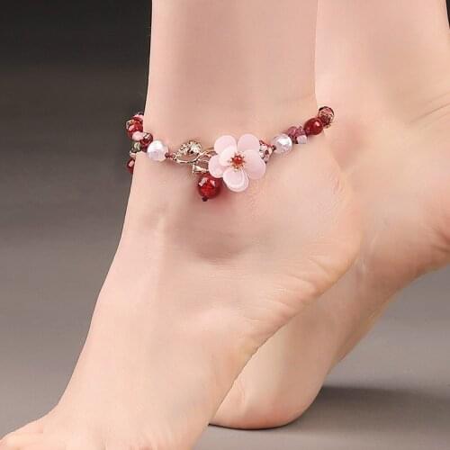 Simple Flower Female Anklets Barefoot Crochet Sandals Foot Jewelry Leg New Anklets On Foot Ankle Bracelets For Women Leg Chain