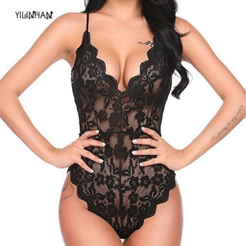 YILINHAN Sexy Lingerie Women Lace Bra Set Deep V Hot Erotic Sexy Hollow Underwear Halter Open Bra Transparent Lingerie