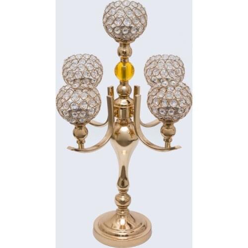 Wedding candelabra Gold 5 heads candle holder 52cm Tall Table centerpiece Wedding supply 10pcs/lot