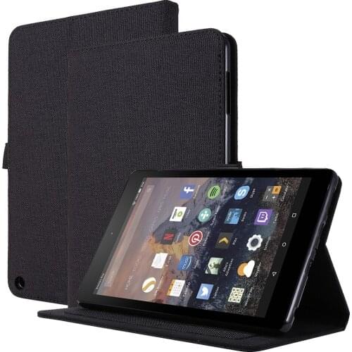 Premium Fabric Leather Case with Wallet Slot for Kindle Fire HD 10 Plus 2021 Funda Stand Cover Smart Cover+Stylus