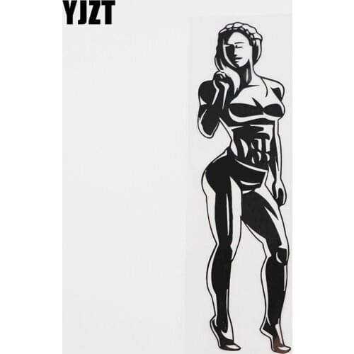 YJZT 5.3CMX18.2CM Fitness Gym Bodybuilding Girl Beauty Vinyl Car Sticker Black/Silver 8A-0234