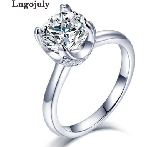 Fine Jewelry 925 Silver Ring Pure Women Sterling Silver Ring Luxury Zircon Bride Rings For Wedding Party Anniversary Gift