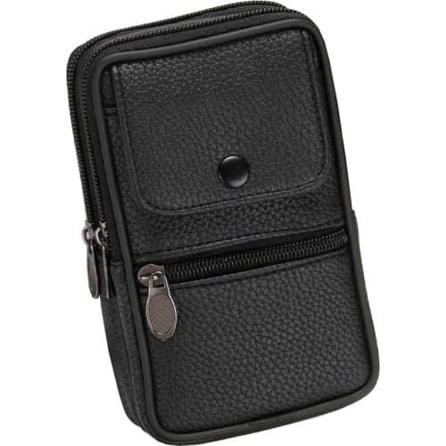 Men Fanny Pack Mobile Phone Case Male Black Coffee Canvas Hasp Zipper Coin Purse Burse Bags Casual Waist Pack Man Belt Bag Purse